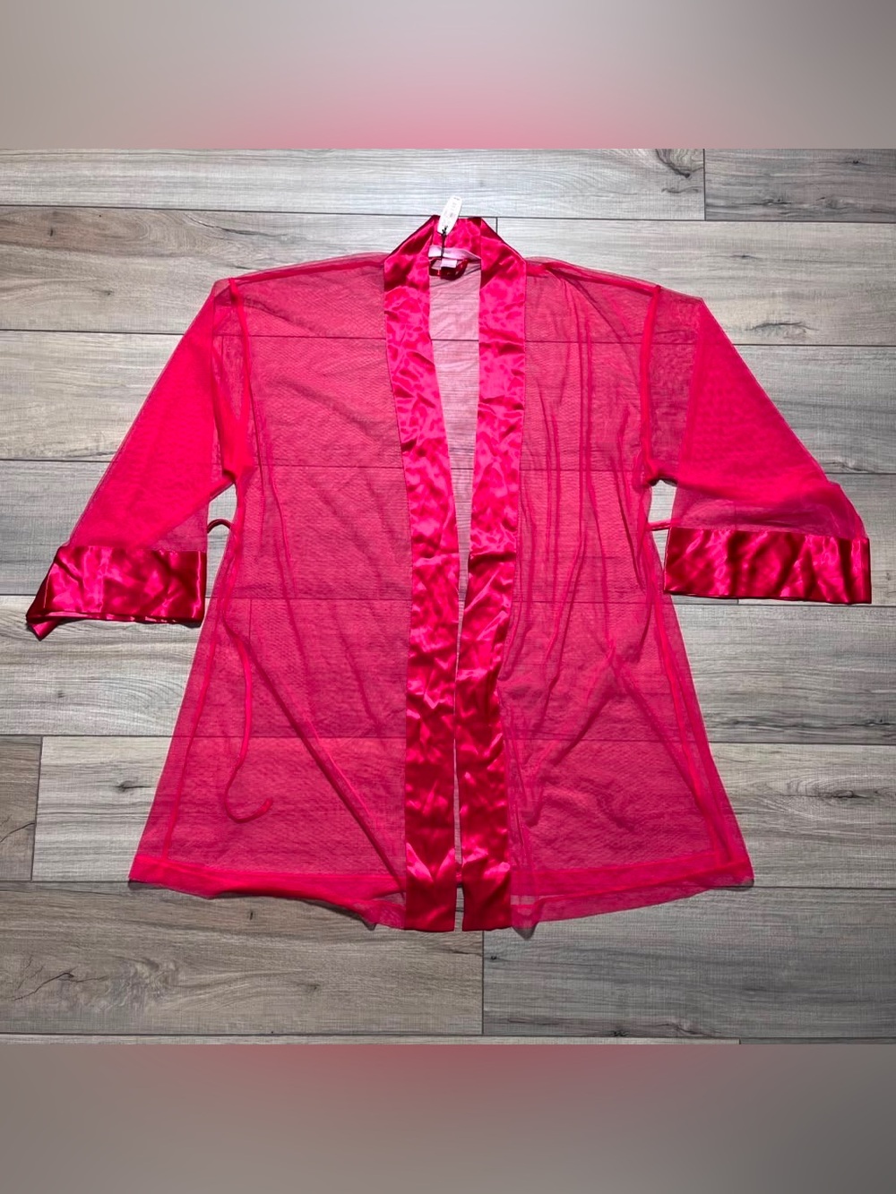 Victoria's Secret Vintage Sheer Cover Up Silk Trim‎ One Size Red (No Belt)